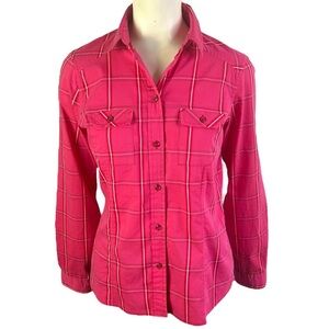 ARC’TERYX  PINK BUTTON DOWN SHIRT PLAID BUTTON DOWN SHIRT COTTON TOP SIZE MEDIUM